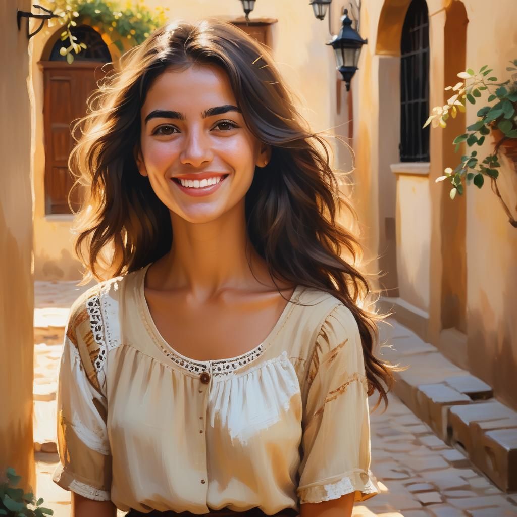 Spanish Girl Portrait in Warm, Earthy Tones