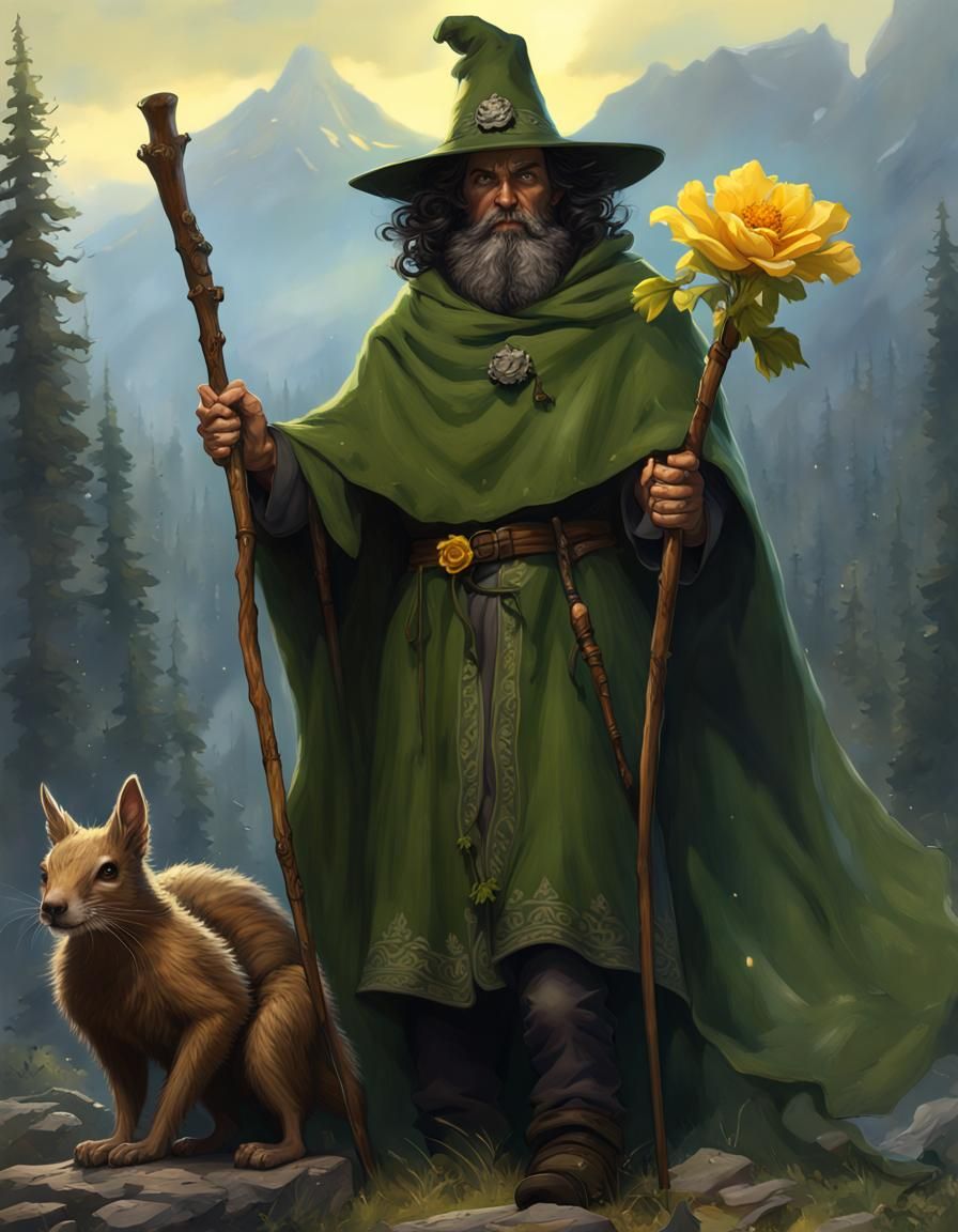 Mystic Mountain Enchanter in Dark Fantasy Style