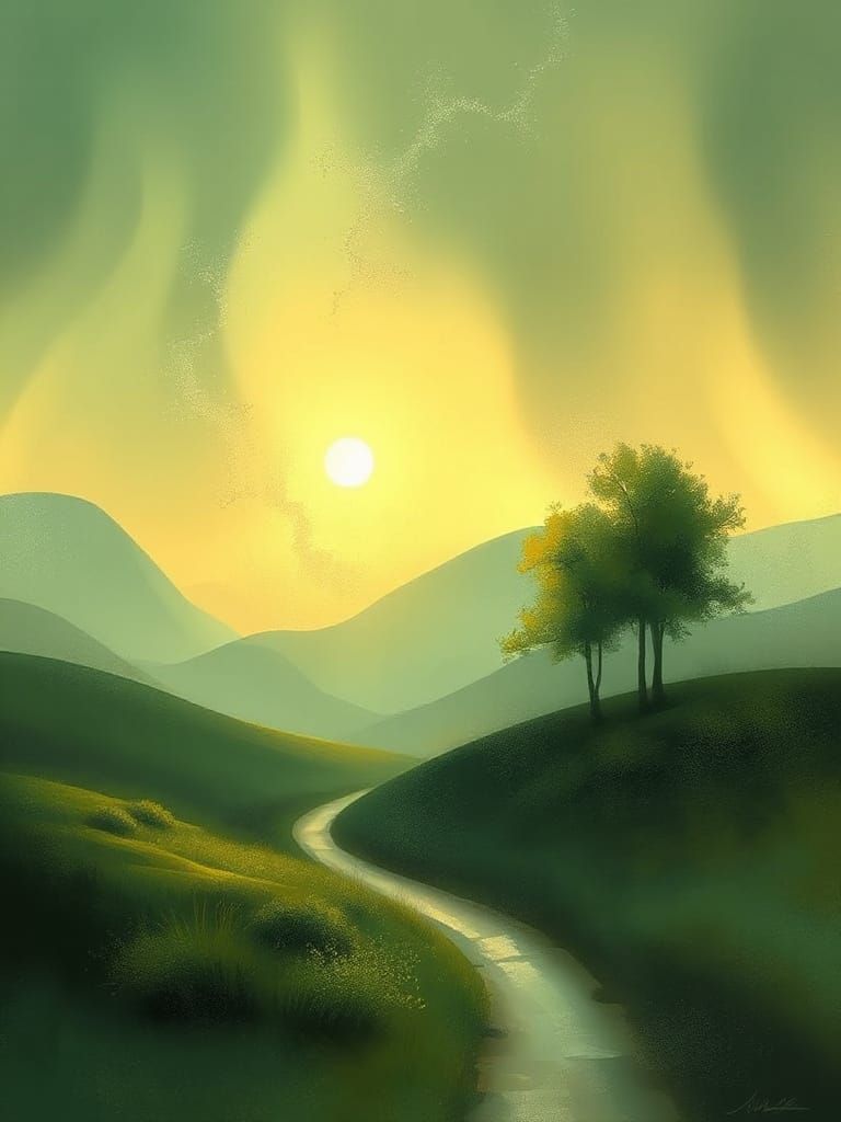 Serene Abstract Landscape Evoking Joy and Light