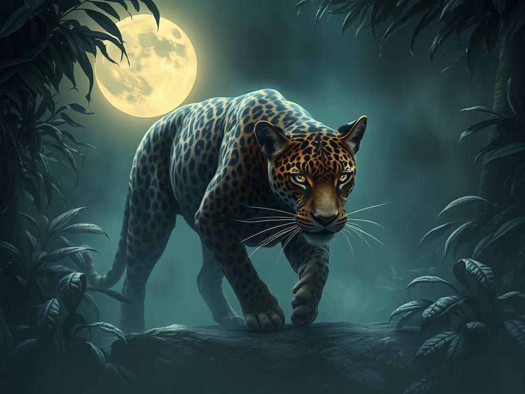 Moonlit Jungle Mystic with Ancient Aura