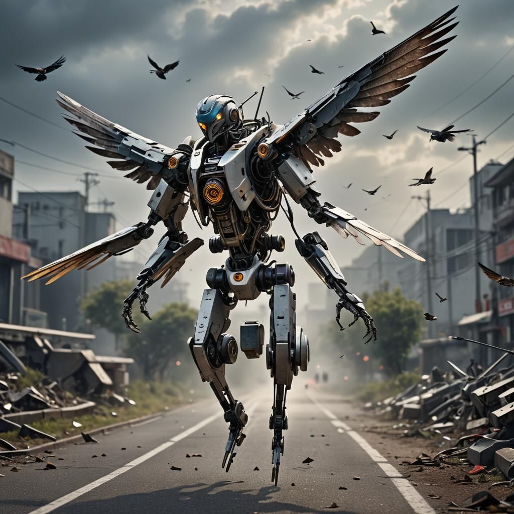 Bird with Robot Wings Wins the Race in Hyperrealistic CGI