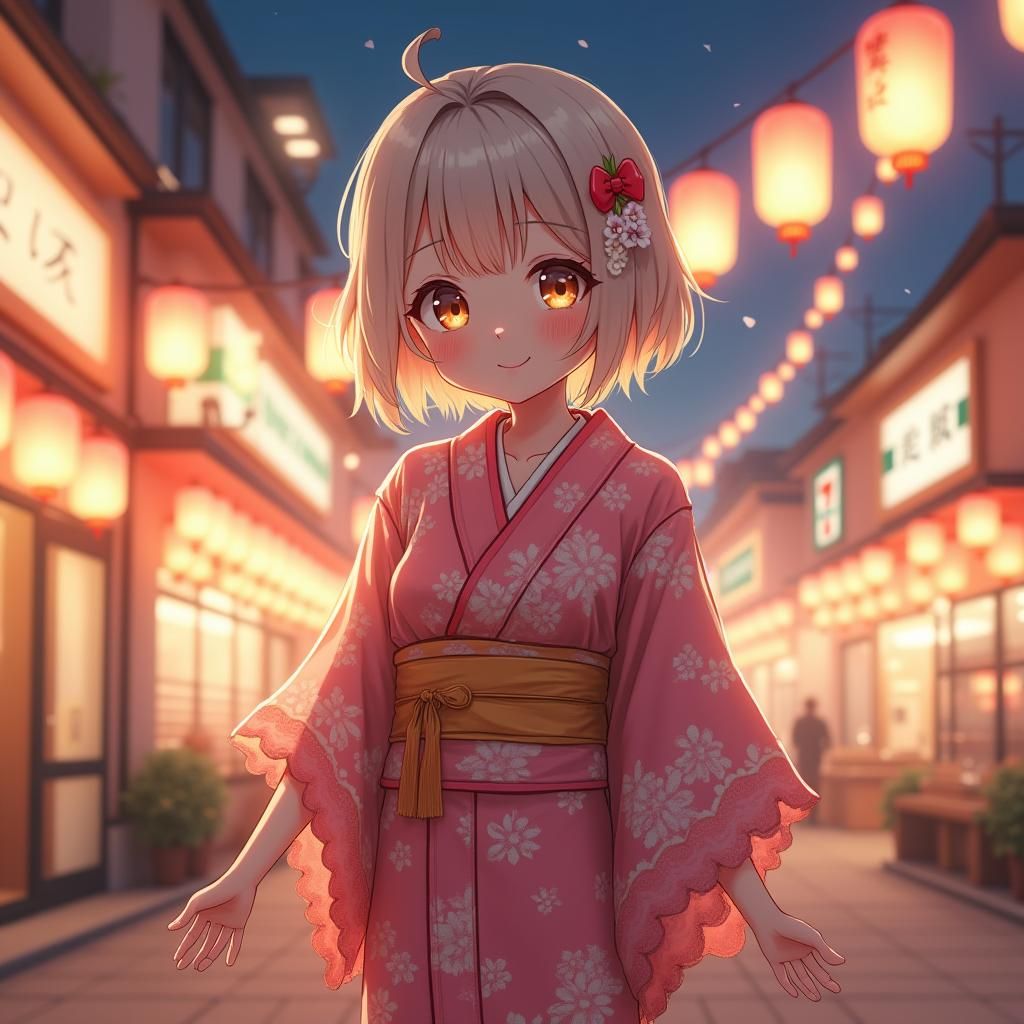 Androgynous Anime Festival Wanderer in Vibrant Kyoto Animati...