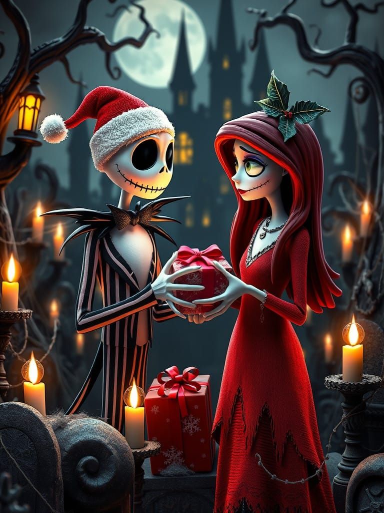 Jack and Sally's Haunted Christmas Exchange in Gothic Hallow...