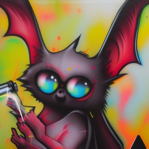 Vibrant Bat Captures the City in Dynamic Graffiti Style
