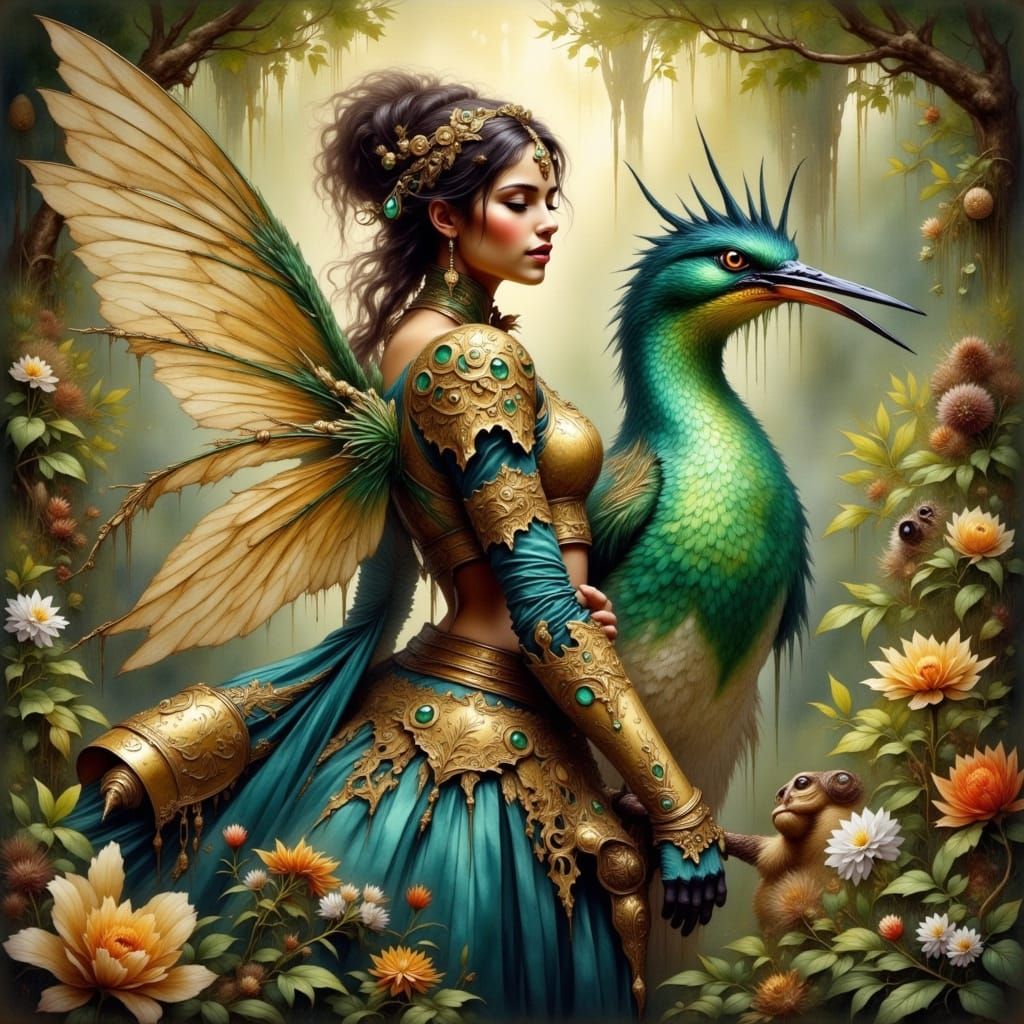 Enchanted Forest: Fairy Princess on Hummingbird