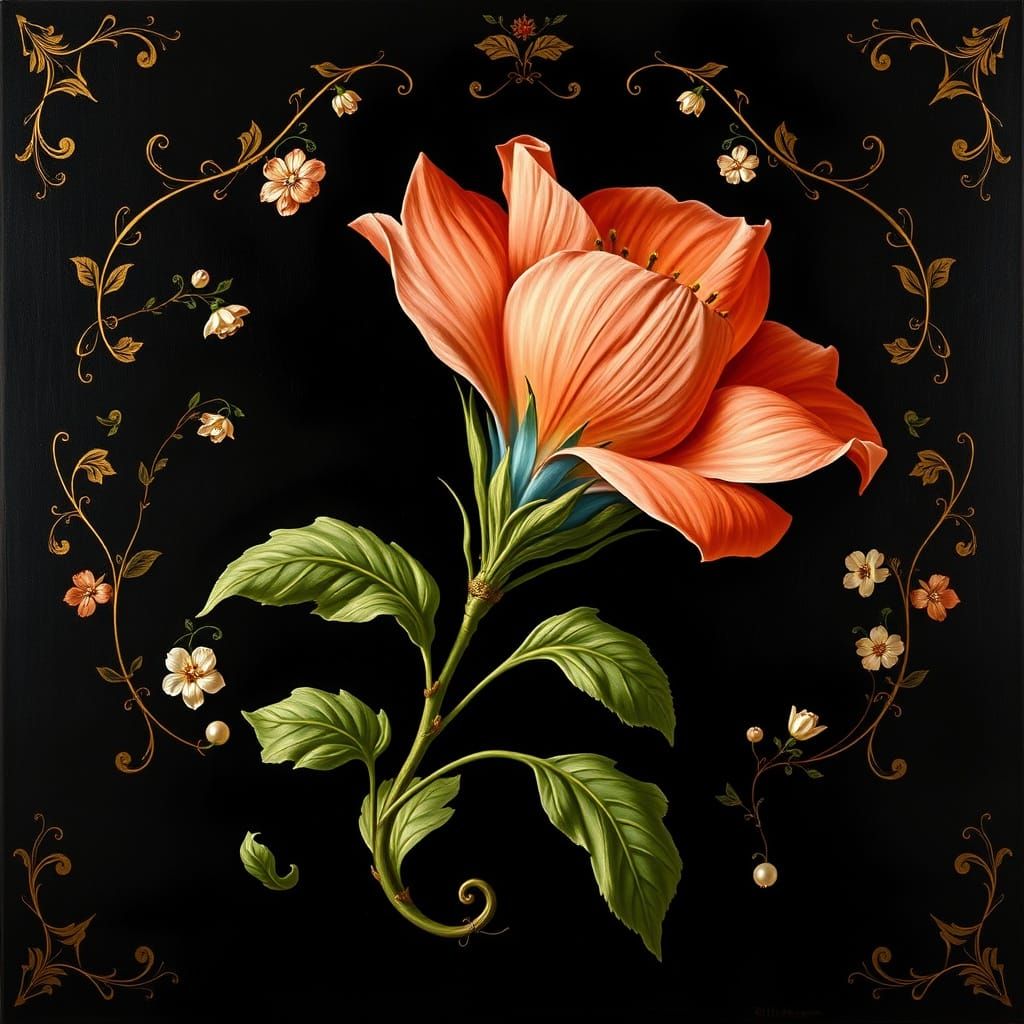 Oversized Flower with Gemstone Petals in Rococo Style