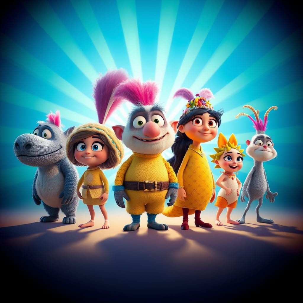 Vibrant Brémai Muzsikusok Mese Characters in Pixar-Style 3D...
