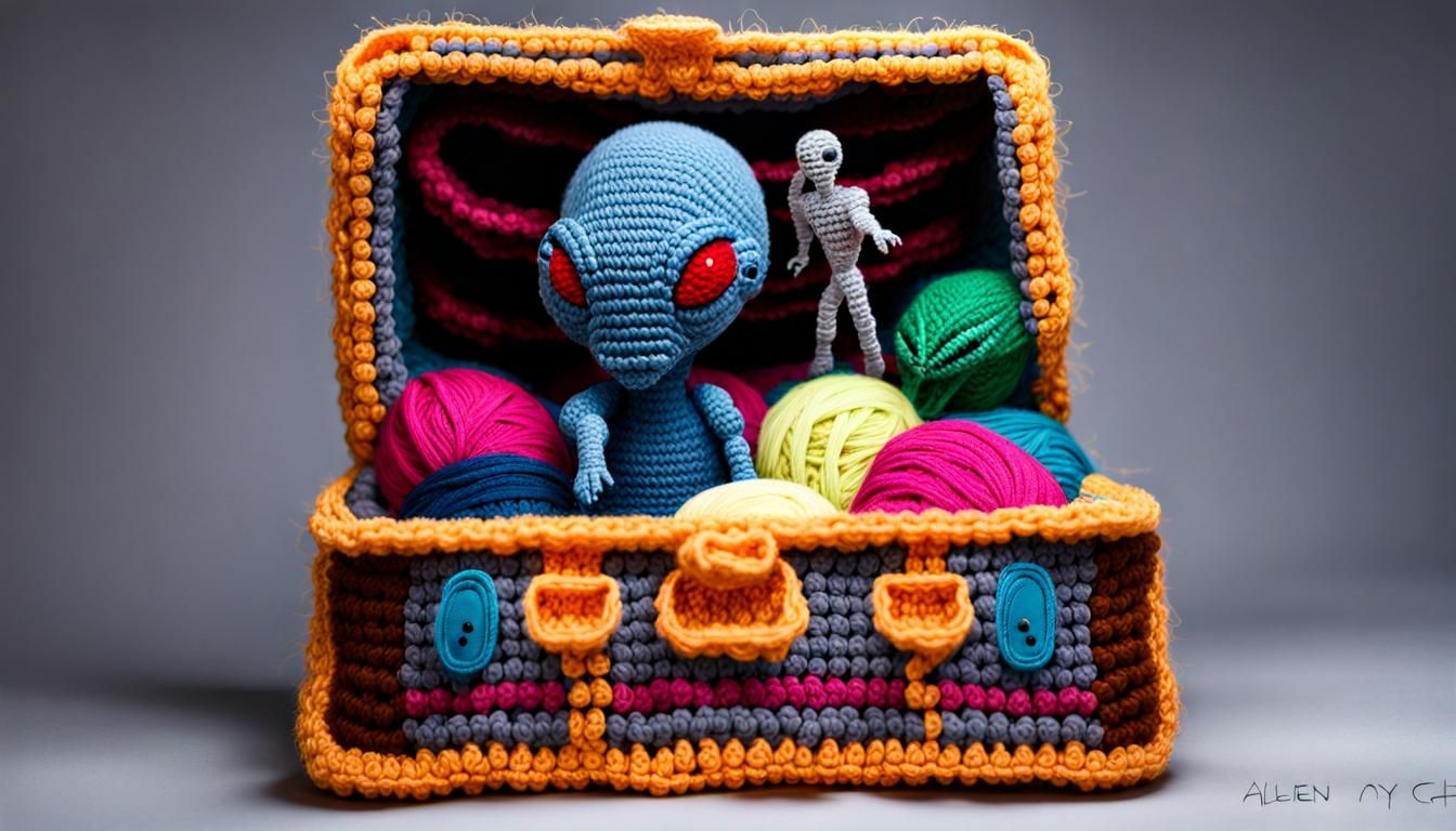 Crochet Alien in Mid-Chest Burst