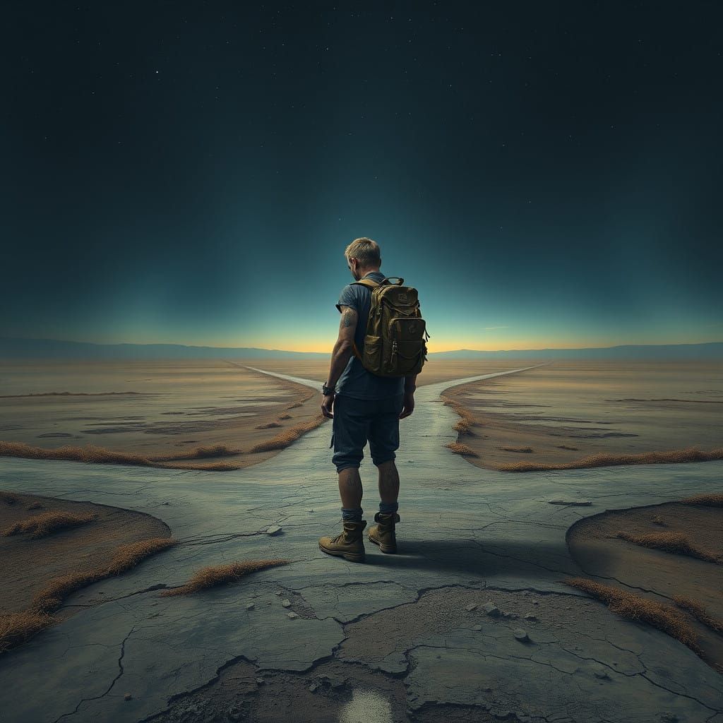 A Lonely Figure at the End of the Road, Searching for Direct...