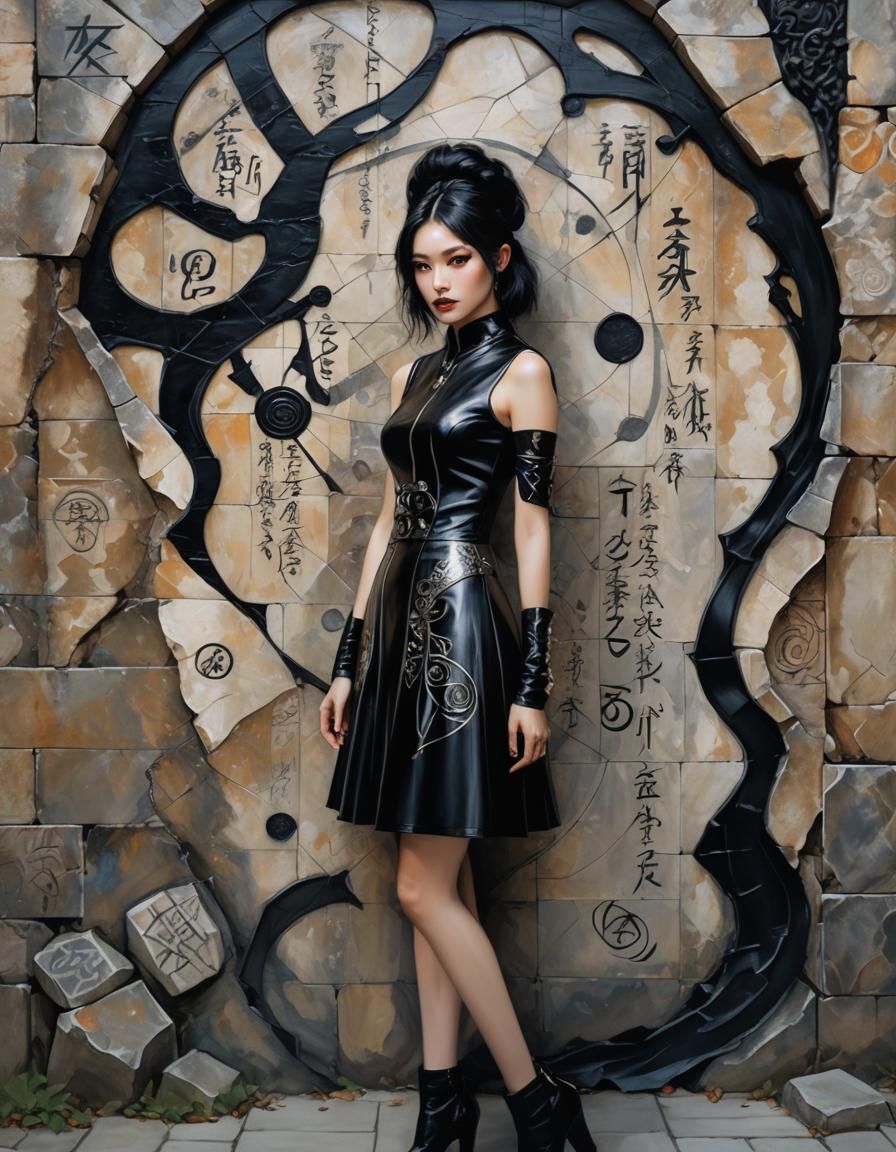 Goth Fantasy Portrait in Rich, Dark Colors and Intricate Det...