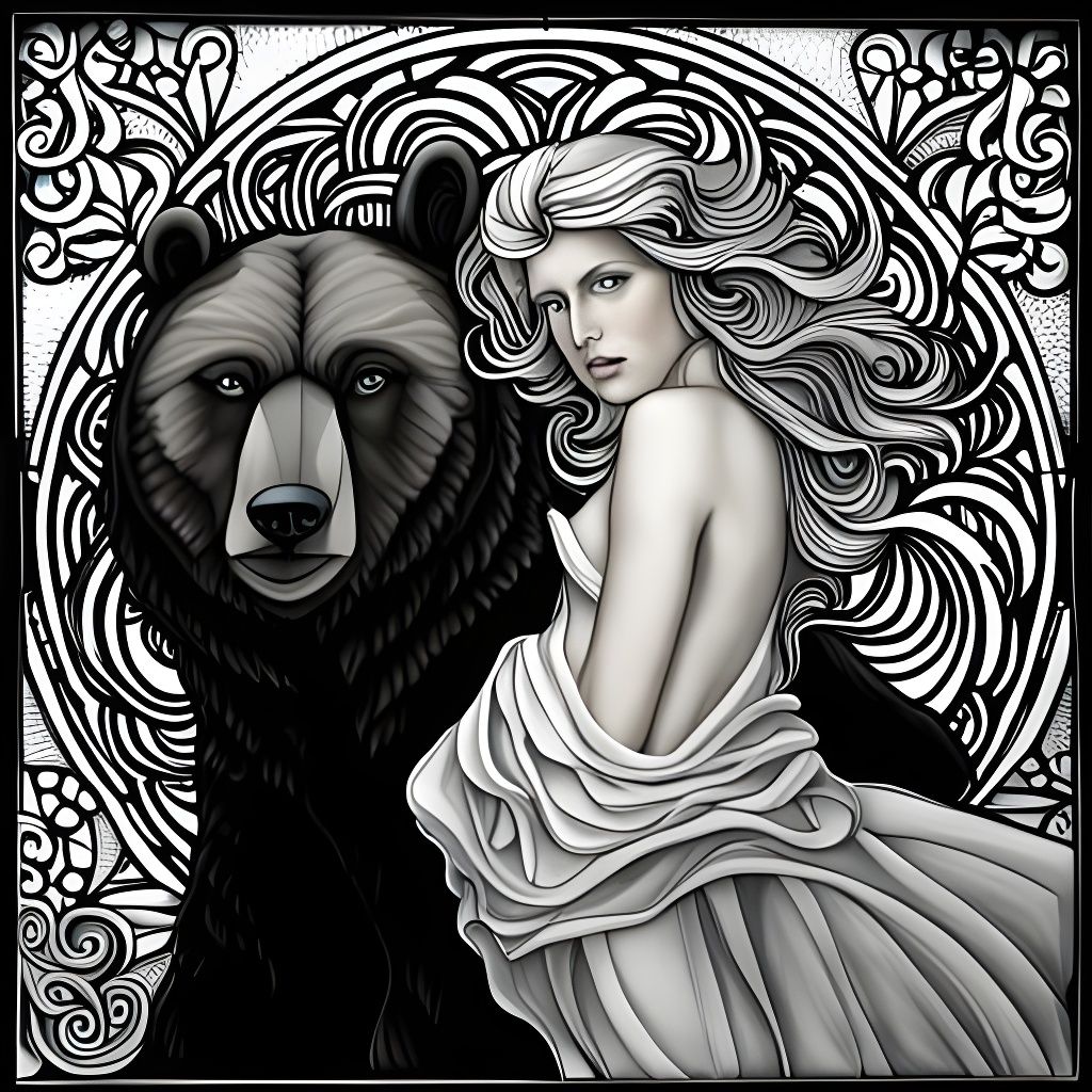 Artio: Swiss Bear Goddess Stained Glass Design