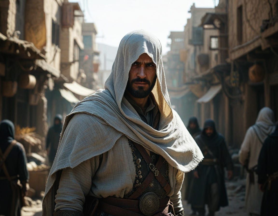 8th Century Persian Assassin in 3D Game Cinematic Style