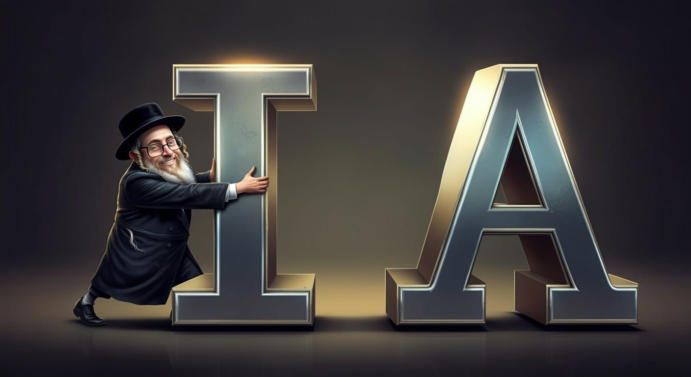 Hasidic Nerd Plays with Metallic Alphabet Letters in Comic S...