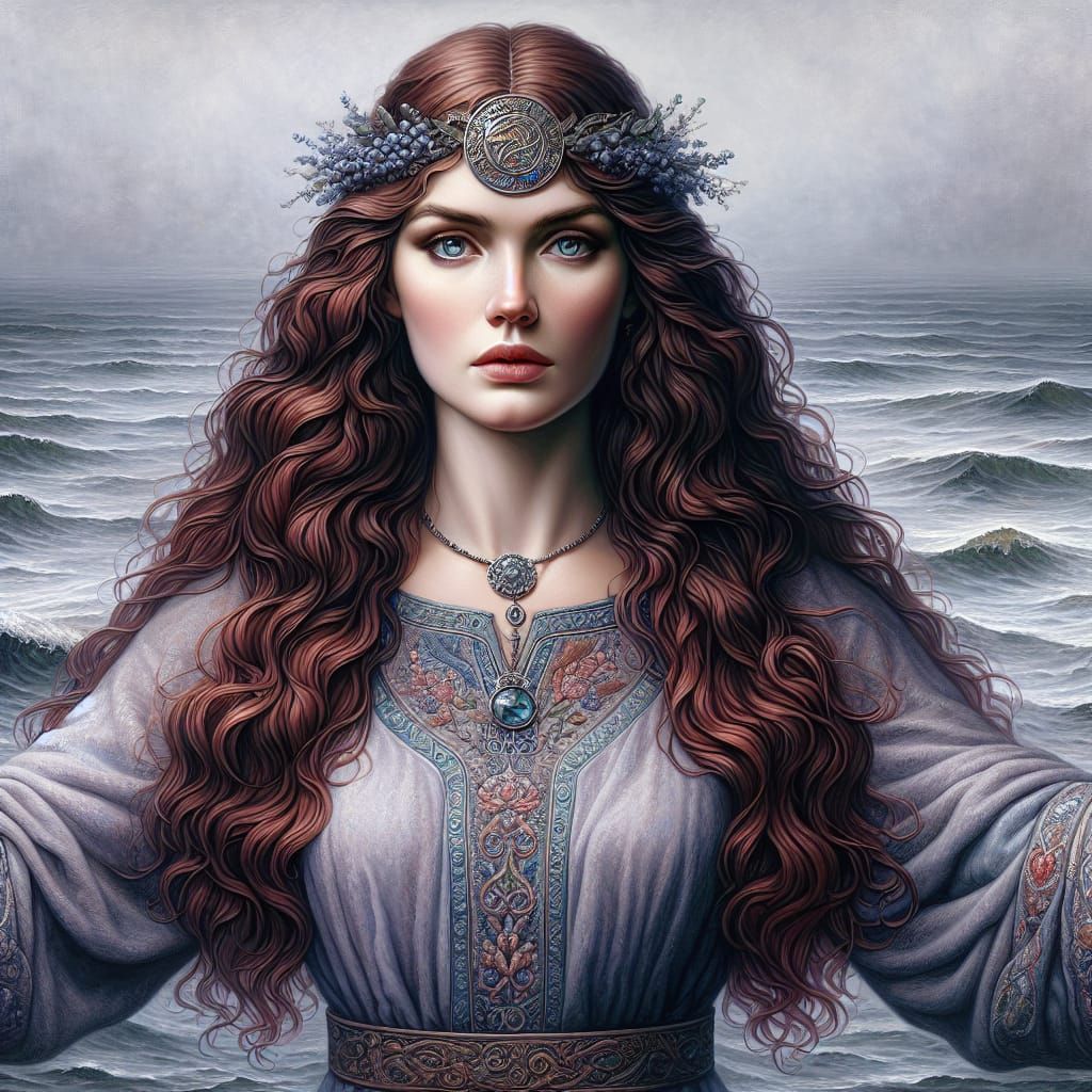 Celtic Goddess Clota Emerging from River Clyde in Digital Oi...