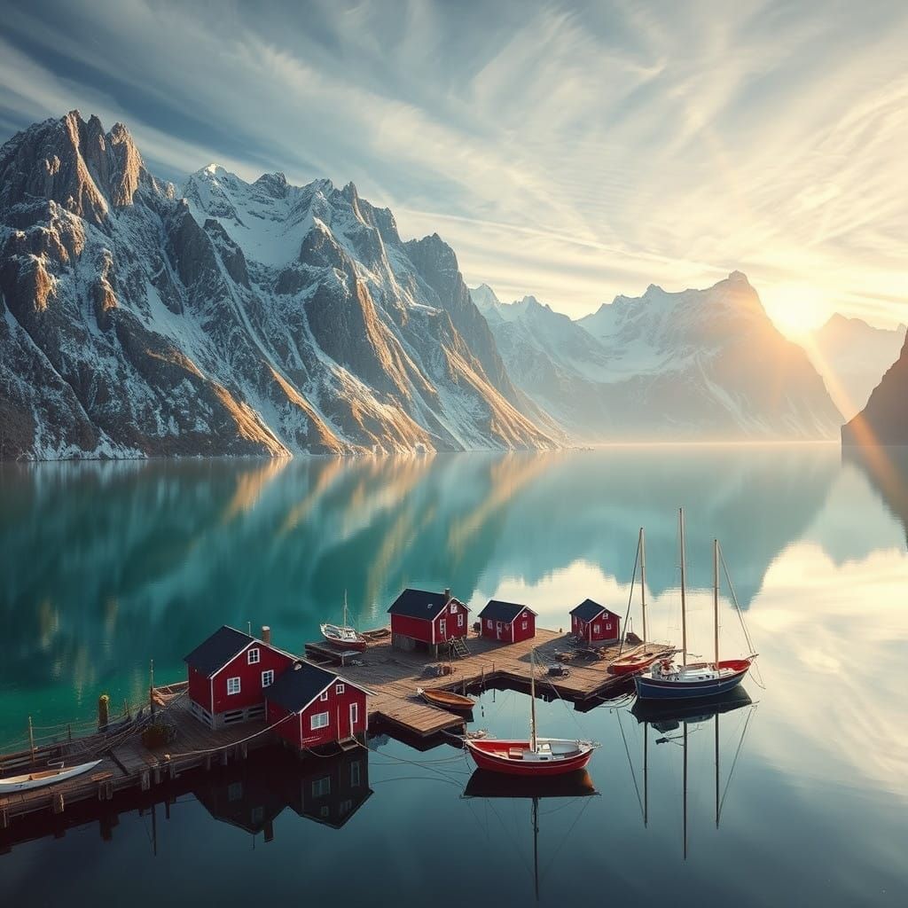 Surrealistic Lofoten Islands Scene with Dreamlike Mountains ...