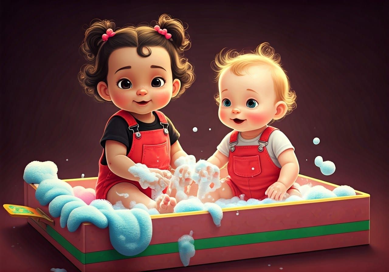 Cherubic Sisters Share Joyful Moment in Vibrant 3D Animation