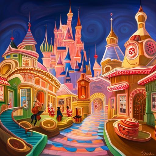 Golden Mickey Mouse in Vibrant Candyland Wonderland
