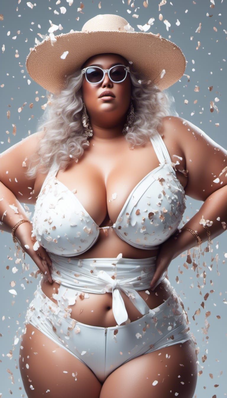 Curvy Woman in Pastel-Toned Leather Strap