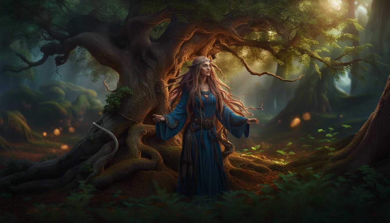 Sorceress Weaves Ancient Magic with the Tree of Life
