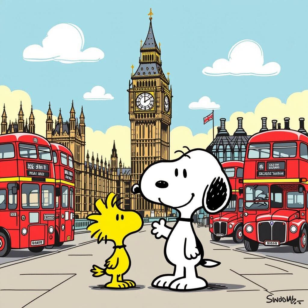 Snoopy and Woodstock Visit London: Peanuts Comic Style