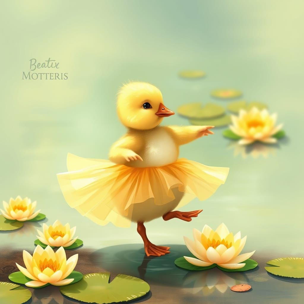 Duckling's Ballet: A Whimsical Pond Dance