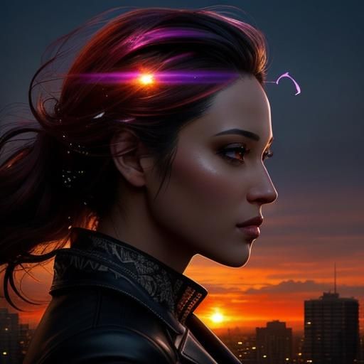 Surreal Cityscape Revealed Through a Woman's Silhouette in D...