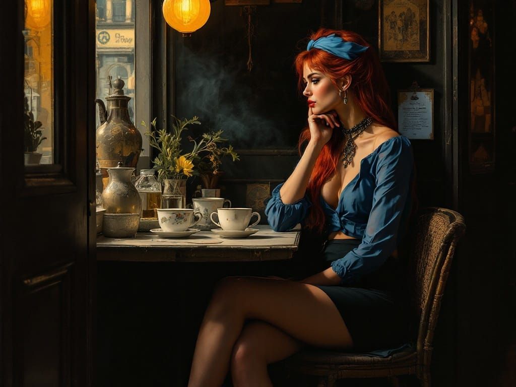 Enchanting Café Encounter in Whispers of Warm Light