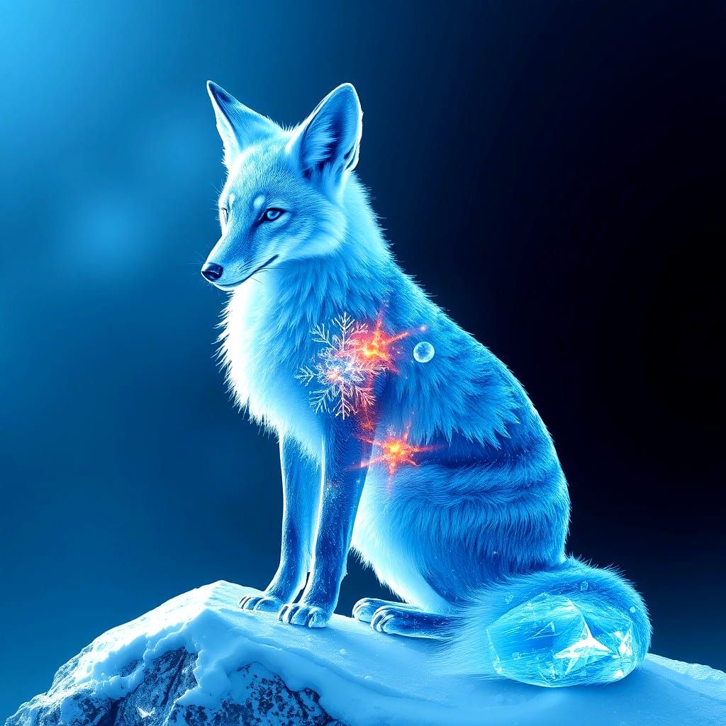 Crystal Fox in Vibrant Double Exposure