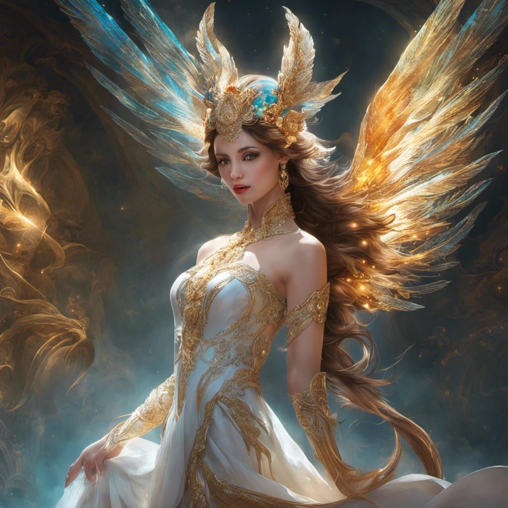 Divine Hybrid with Radiant Angelic Wings