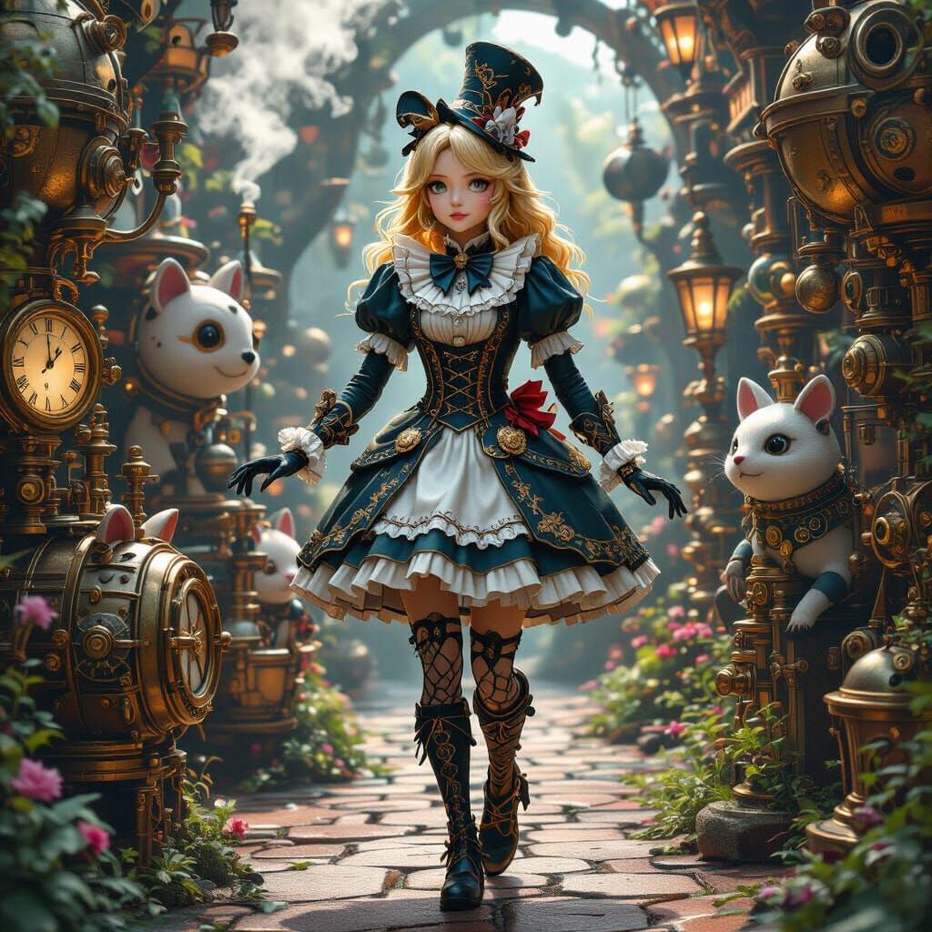 Steampunk Alice in Wonderland Anime Adventure