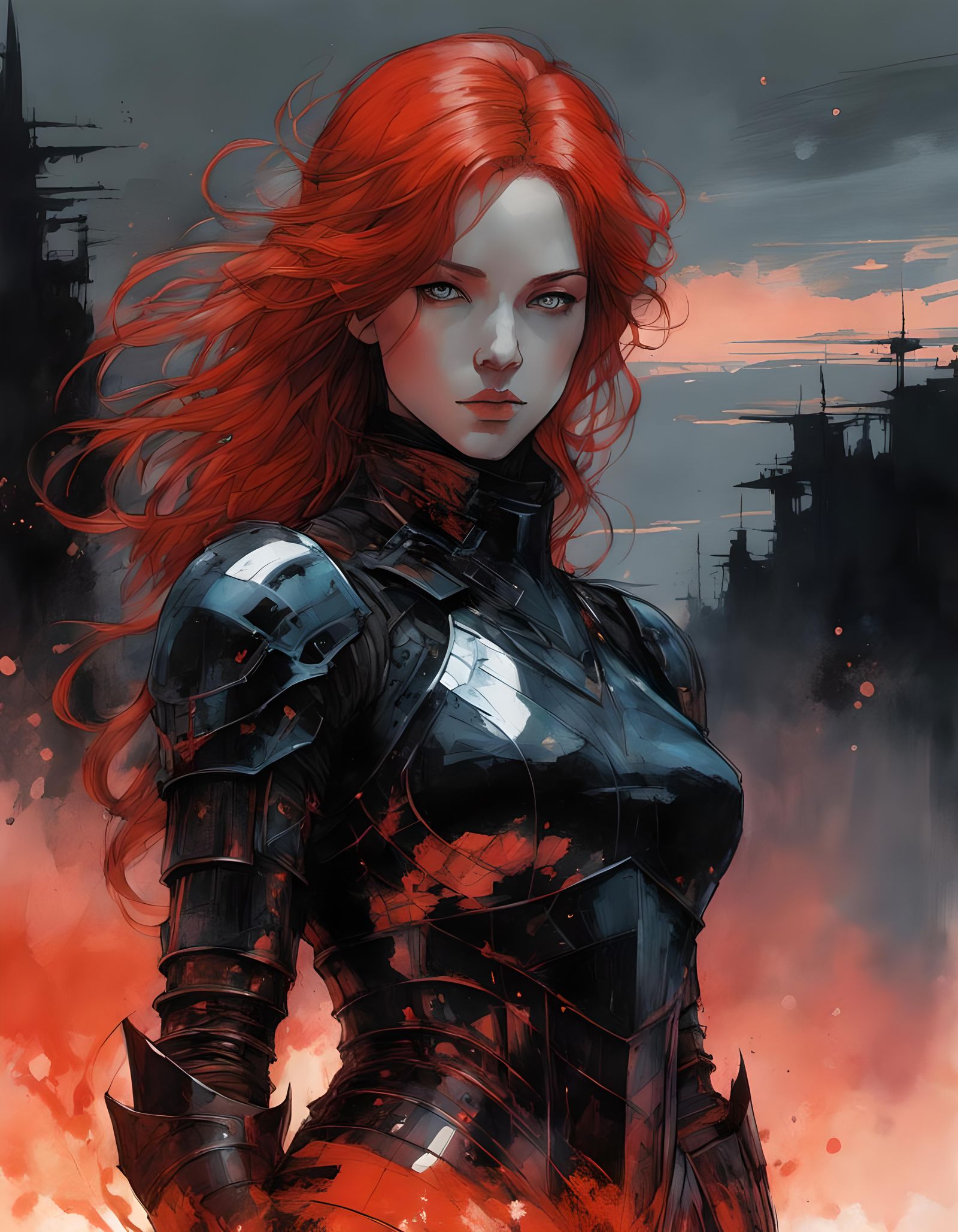 Surreal Dichroic Knight Lady in Sunset Elegance