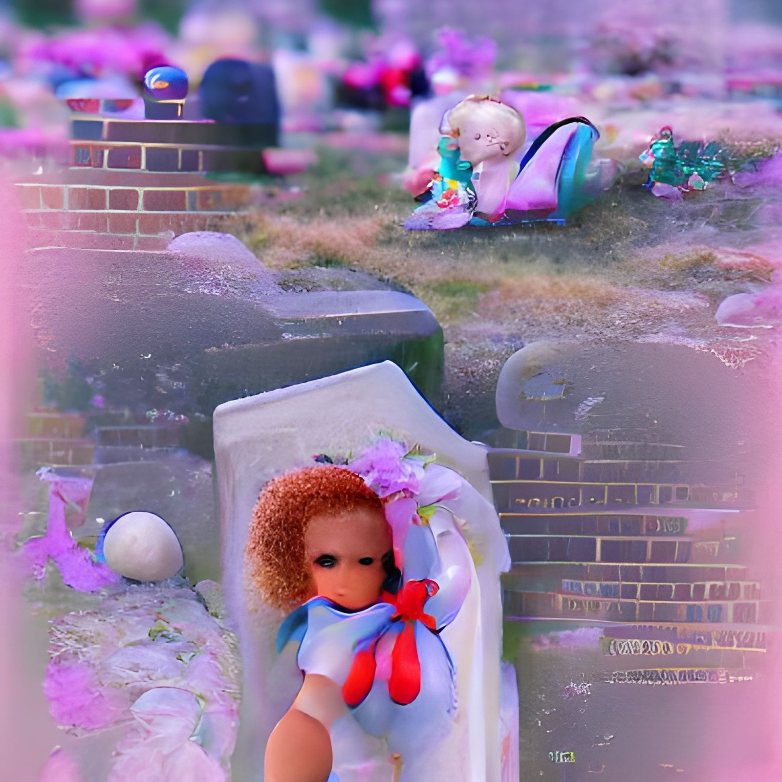 Baby doll on a grave