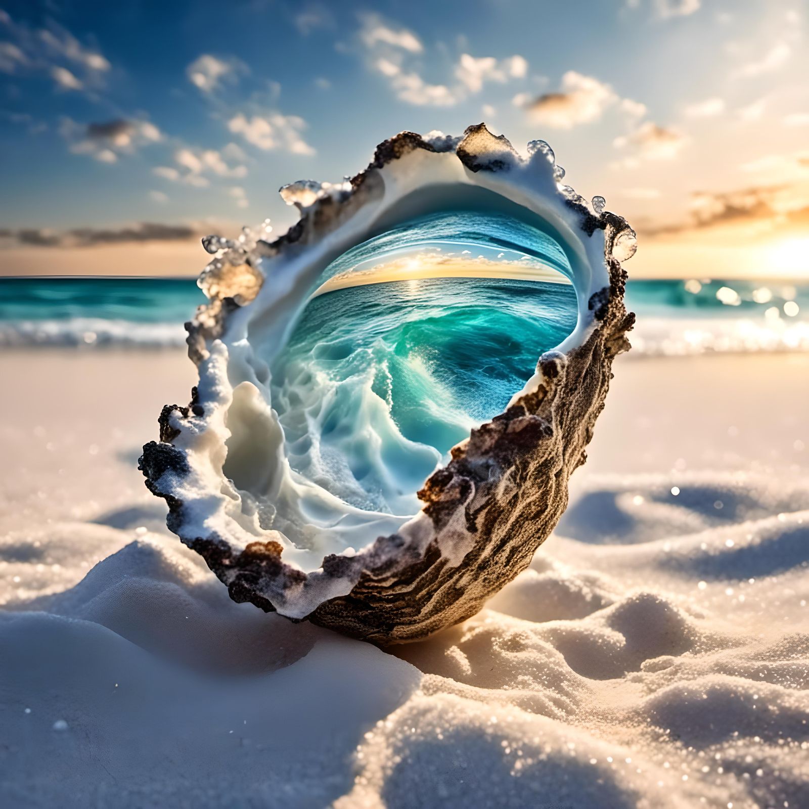 Pearl Ocean Scene in Impressive Scale