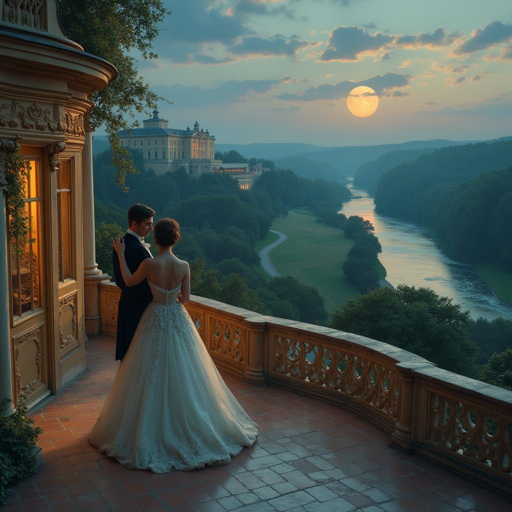 Moonlit Dance Overlooking Peterhof Palace
