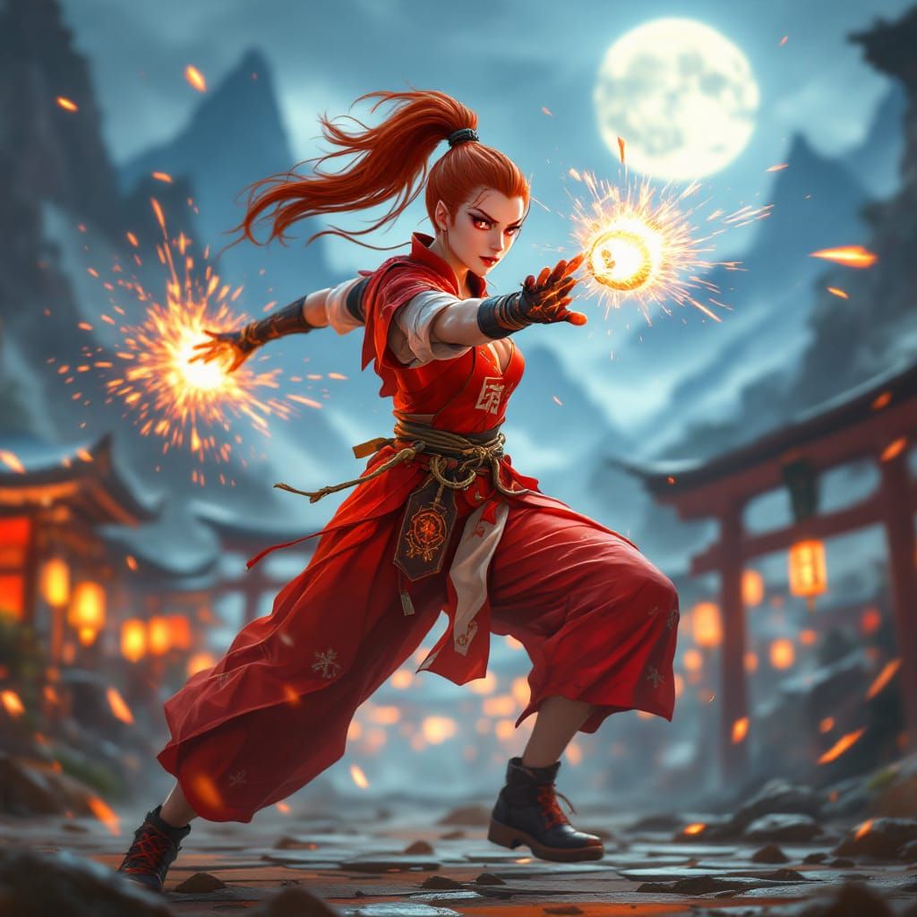 Fiery Festival Warrior Trainer Hurls Glowing Poké Ball