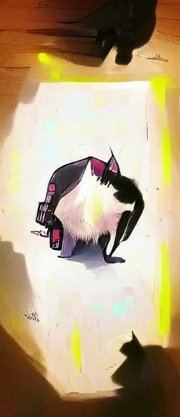 Cyberpunk Chibi Cat in Futuristic Setting