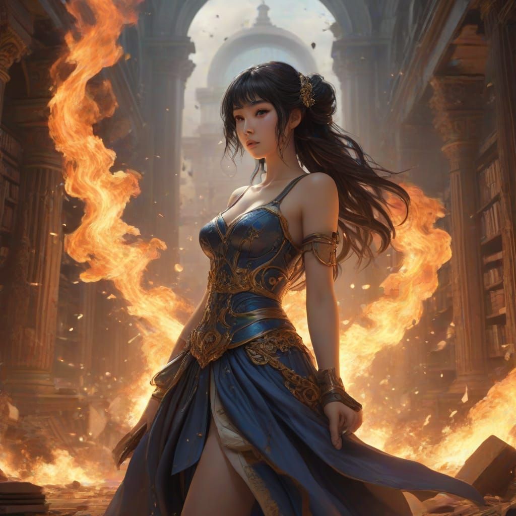 Dramatic Inferno Engulfs the Library of Alexandria in Cyberp...