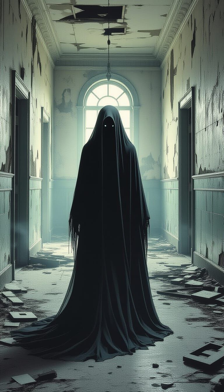 Ghostly Figure in Dark Asylum, Doré & Rutkowski Inspired