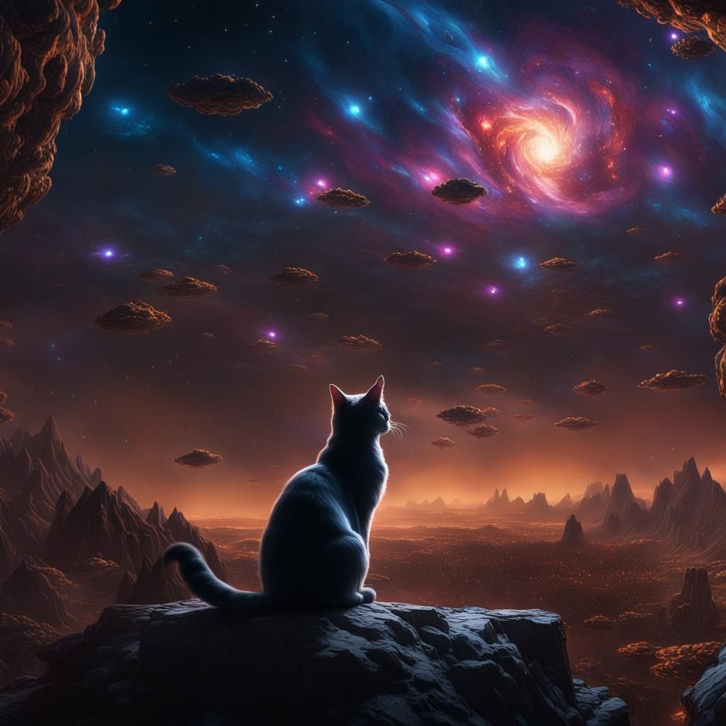 Celestial Feline Overlords Illuminate the Cosmos with Glowin...