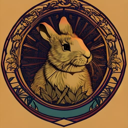 Rabbit in Art Nouveau Style as Topiary