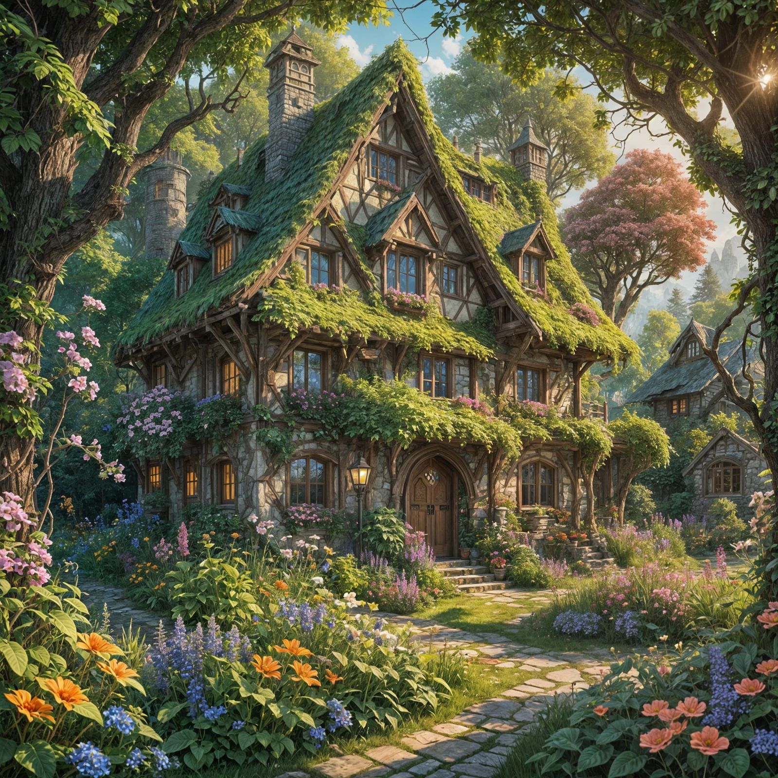 Cottagecore Matte Painting in Deep Color