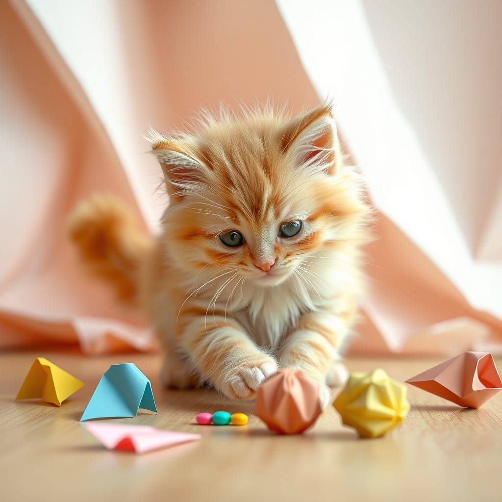 Whimsical Kitten Playtime in Pastel Paradise