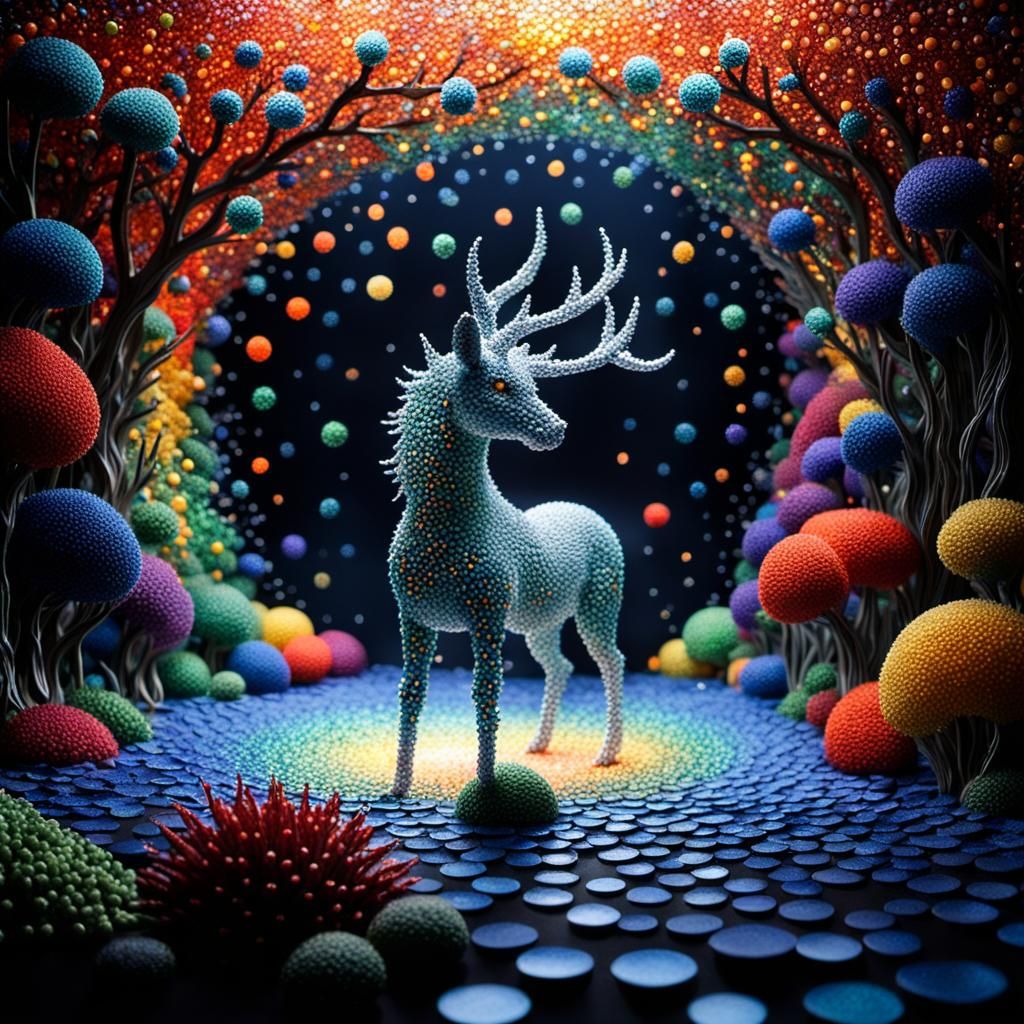 Epic Pointillism Masterpiece: A Dynamic Sculpture