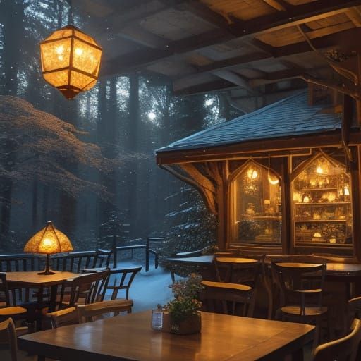 Enchanted Cafe in Golden Light