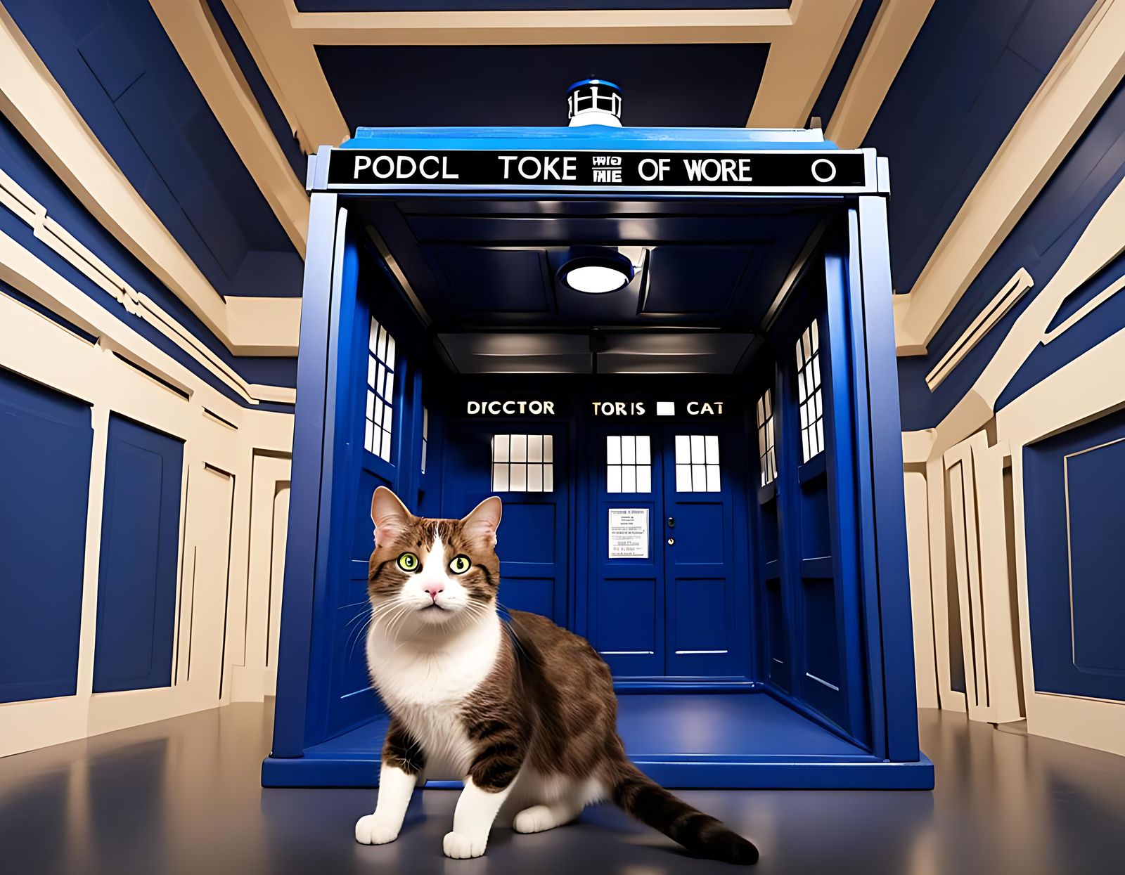 Feline Time Lord Adventure in a Whimsical Time Machine