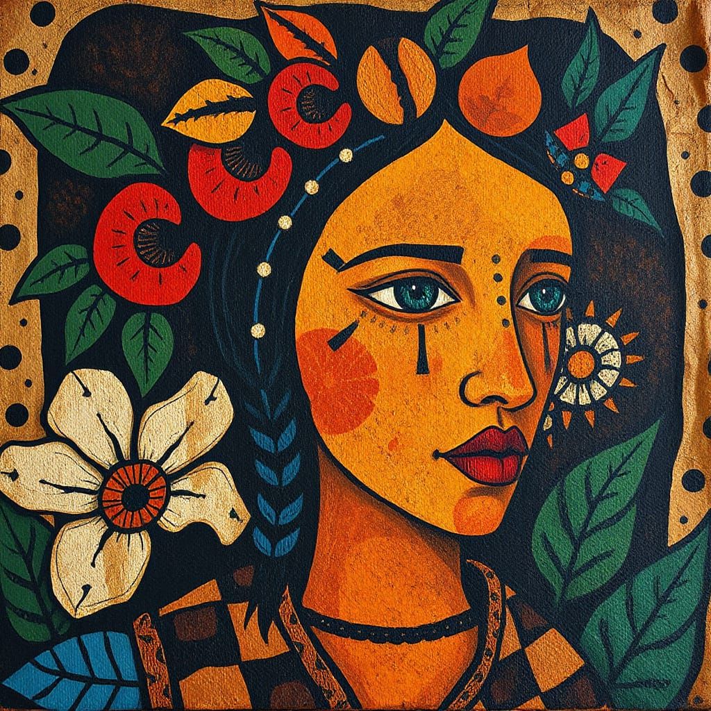 Primitive Portrait in Earthy Hues