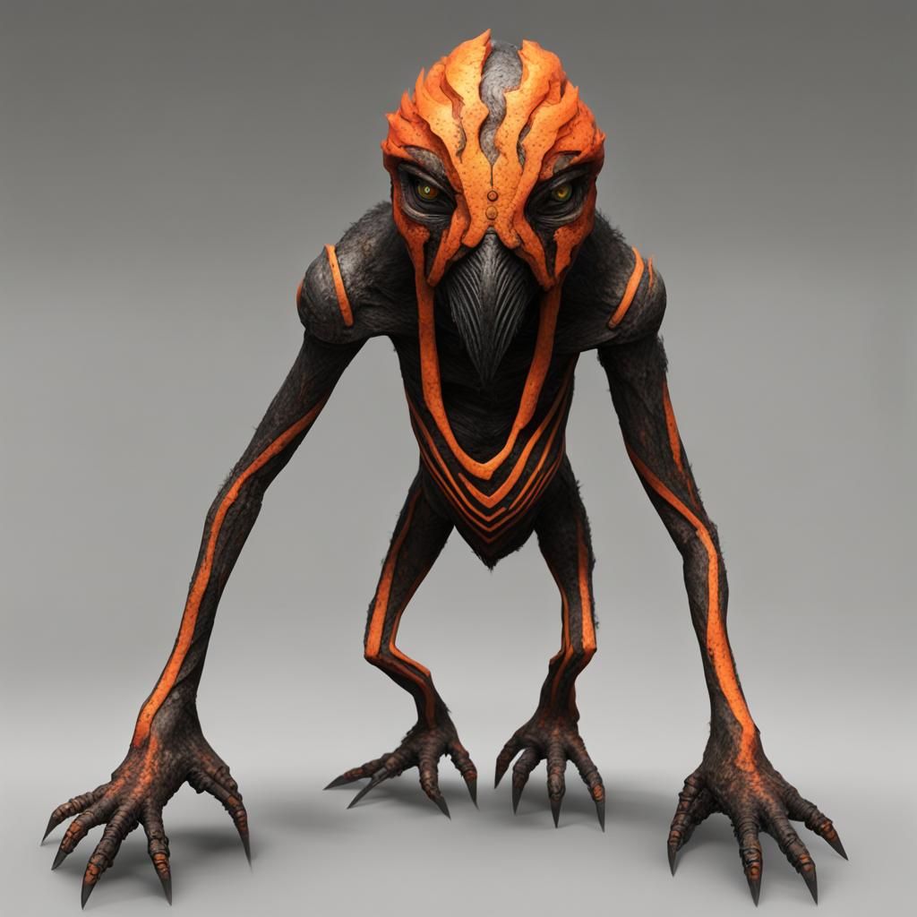 Craggy, Orange Creature with Black Stripes