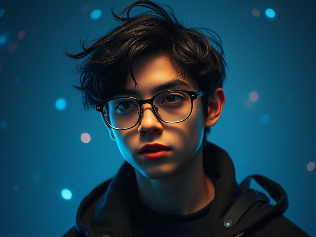 Pensive Genius Lost in Thought: A Digital Portrait