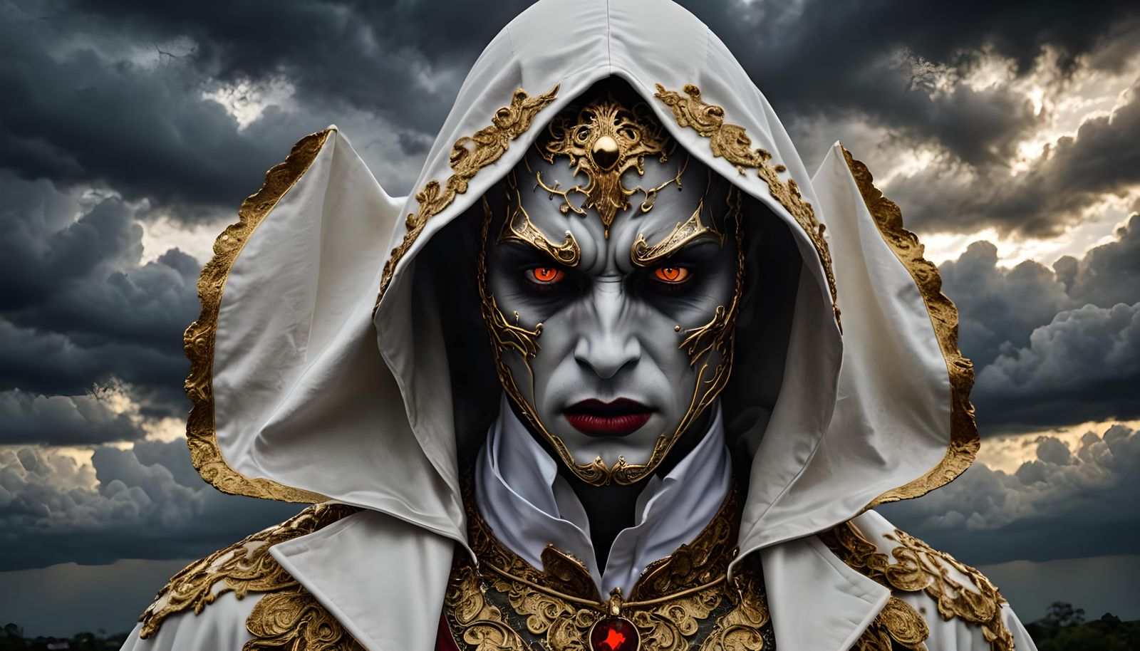 Ethereal Vampire Queen in Golden Regalia