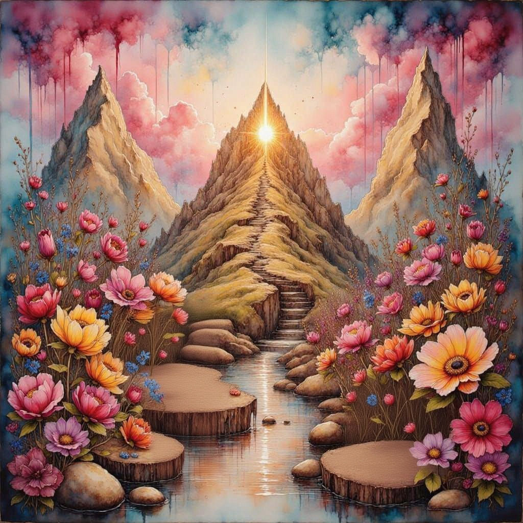 Hyperrealistic Chocolate Rain on Pancake Mountain